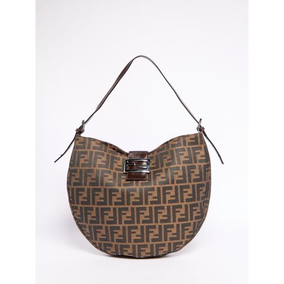Fendi Brown Canvas Zucca Monogram Hobo Bag - Picture 1 of 12